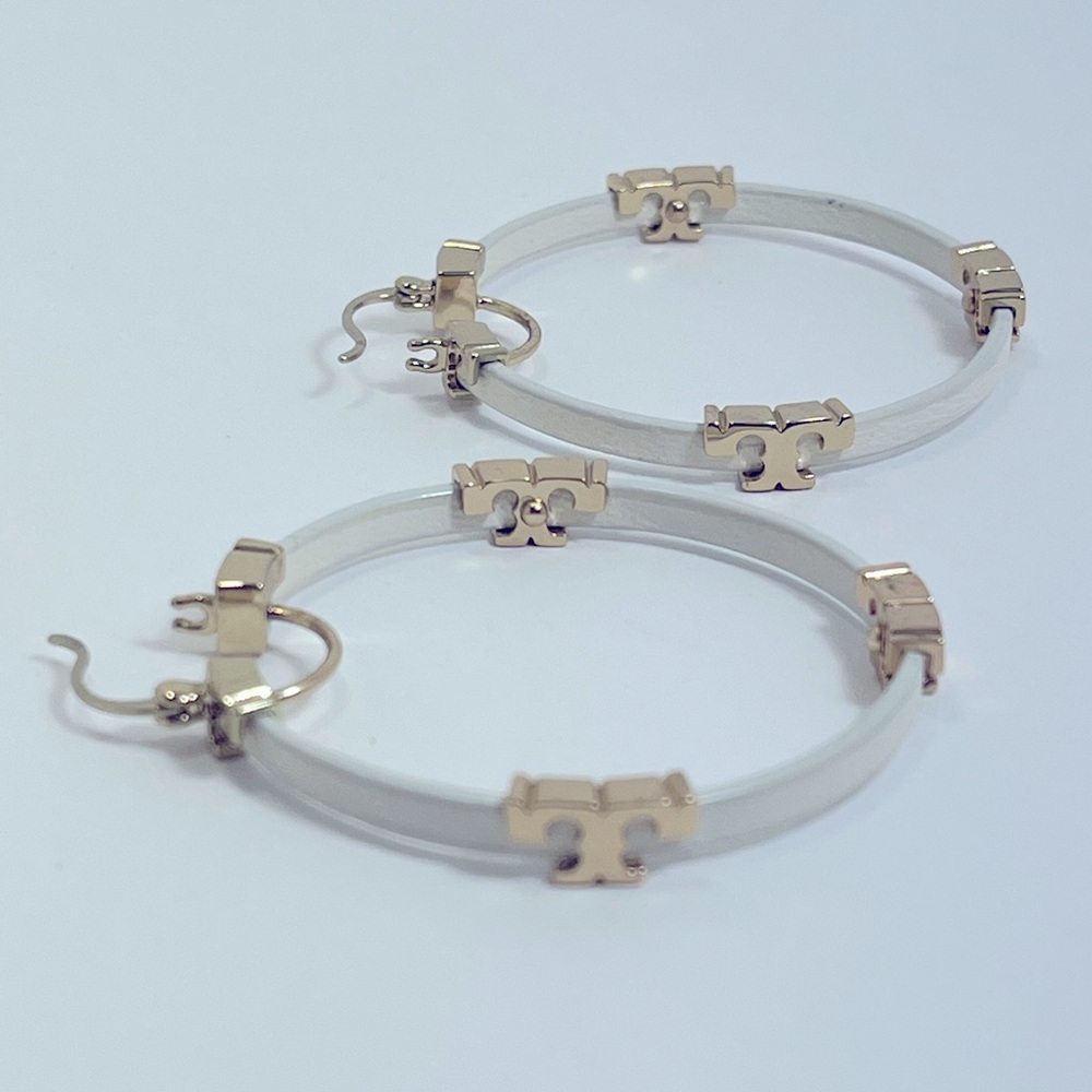 TORY BURCH Kira Leather Hoop Earrings